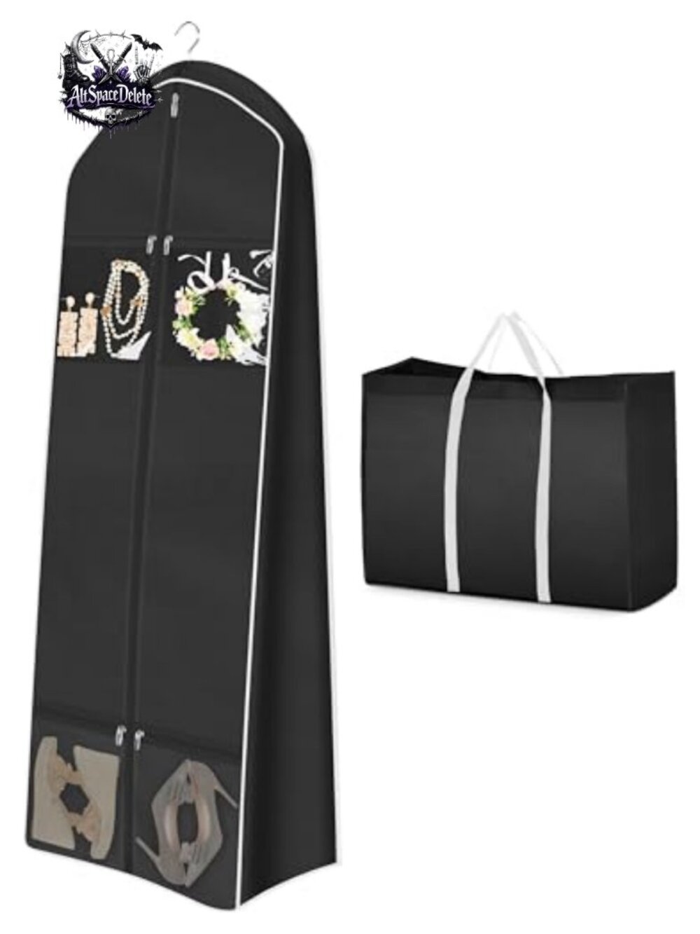 70" Wedding Dress Garment Bag with Bride Tote 8" Gusset 4 Pockets Gown Cover